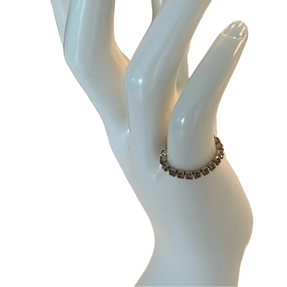 Pink Rhinestone Stretchable Pinky Ring - Picture 3 of 9